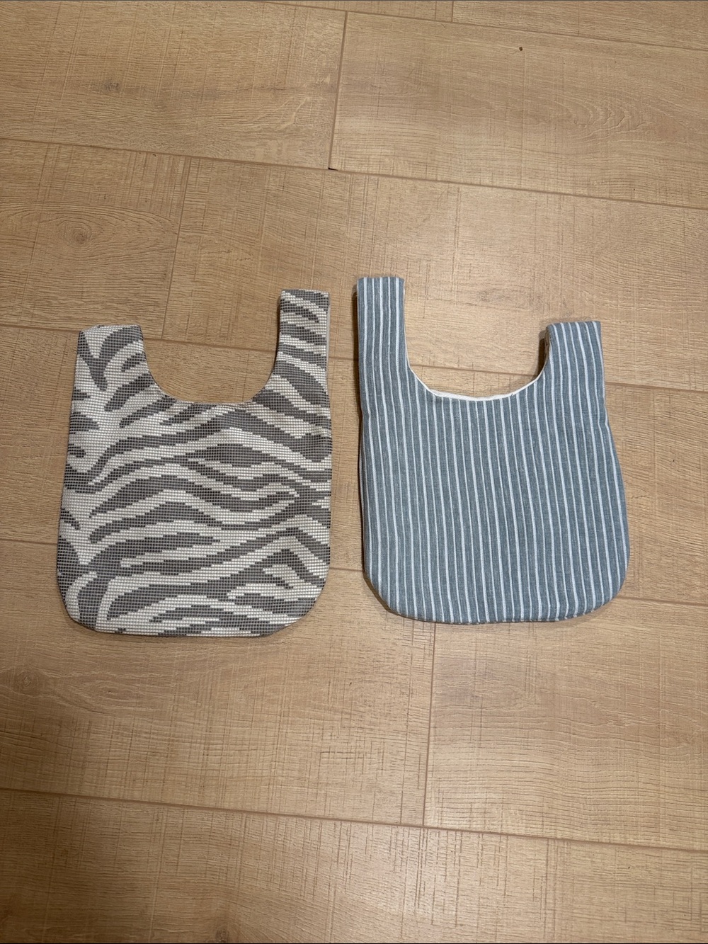 Grey Zebra and Blue Handmade Sturdy Fabric Stripe Women’s Tote Set